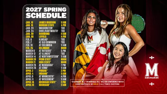 Maryland Women's Tennis Spring 2027 Schedule