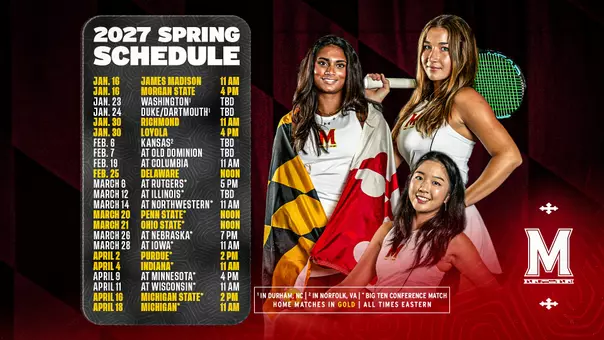 Maryland Women's Tennis Spring 2027 Schedule