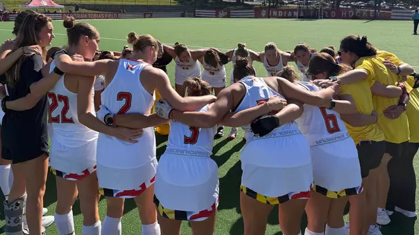 Maryland huddles before a game against Indiana