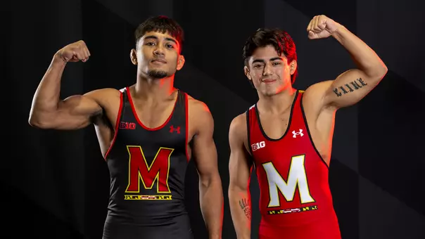 Abram Cline and Nicolar Rivera pose on Maryland Wrestling's Content Day