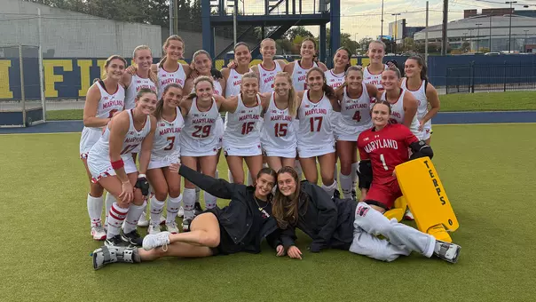 Maryland celebrates after win over michigan