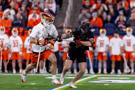 Midfielder Trey Fleece (43)
Maryland Terrapins Men's Lacrosse vs Syracuse Orange at JMA Wireless Dome in Syracuse, NY on Friday, Feb. 13, 2026.
Mackenzie Miles/Maryland Terrapins