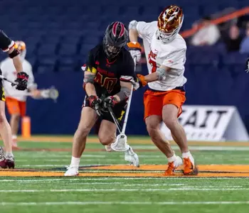 Face-Off Specialist Henry Dodge (40)
Maryland Terrapins Men's Lacrosse vs Syracuse Orange at JMA Wireless Dome in Syracuse, NY on Friday, Feb. 13, 2026.
Mackenzie Miles/Maryland Terrapins