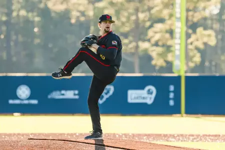 Right-Handed Pitcher Lance Williams (98)
Maryland Terrapins Baseball vs UNC Wilmington Seahawks at Alumni Field in Wilmington, NC on Friday, Feb. 13, 2026. Kate Eagen/Maryland Terrapins