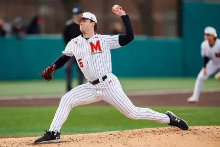 Left-Handed Pitcher Landon Edwards (16)
Maryland Terrapins Baseball vs Georgetown Hoyas at Bob "Turtle" Smith Stadium in College Park, MD on Tuesday, Feb. 17, 2026. Kevin Snyder/Maryland Terrapins