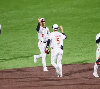 Utility Player Brayden Martin (42), Outfielder Nate Hawton-Henley (0), Utility Player Antonio Morales (7), Infielder Ty Kaunas (5), Utility Player David Mendez (9)
Maryland Terrapins Baseball vs Georgetown Hoyas at Bob "Turtle" Smith Stadium in College Park, MD on Tuesday, Feb. 17, 2026. Kevin Snyder/Maryland Terrapins