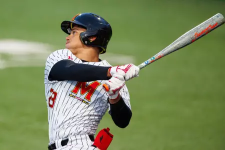 Outfielder Bud Coombs (23)
Maryland Terrapins Baseball vs Delaware Fightin' Blue Hens at Bob "Turtle" Smith Stadium in College Park, MD on Tuesday, Feb. 24, 2026.
Grayson Belanger/Maryland Terrapins