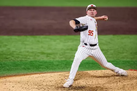 Left-Handed Pitcher Case Gibbs (95)
Maryland Terrapins Baseball vs Delaware Fightin' Blue Hens at Bob "Turtle" Smith Stadium in College Park, MD on Tuesday, Feb. 24, 2026.
Grayson Belanger/Maryland Terrapins