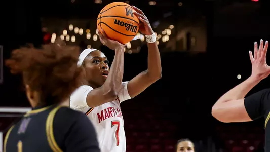 Oluchi Okanawna shoots against Northwestern