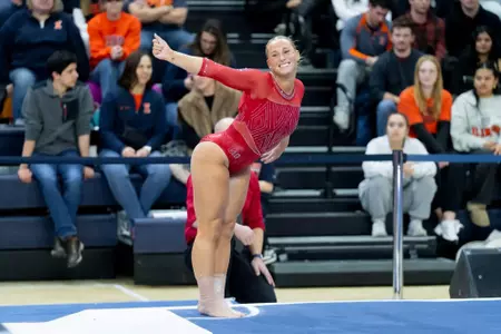 CHAMPAIGN, IL - February 01, 2026 - Taylor Rech during the meet between the Maryland Terrapins and the Illinois Fighting Illini at Huff Hall in Champaign, IL. Photo By Ashley Ray/Fighting Illini