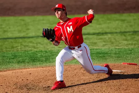 Left-Handed Pitcher Joseph Fredericks (17)
Maryland Terrapins Baseball vs Wagner Seahawks at Bob "Turtle" Smith Stadium in College Park, MD on Sunday, Mar. 1, 2026.
Grayson Belanger/Maryland Terrapins