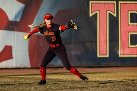 Outfielder Lauren Caye (21)
Maryland Terrapins Softball vs Providence Friars at Maryland Softball Stadium in College Park, MD on Saturday, Feb. 28, 2026. Kevin Snyder/Maryland Terrapins