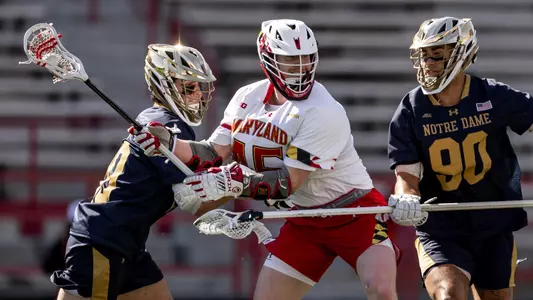 Attacker Chris Lyons (45)
Maryland Terrapins Men's Lacrosse vs Notre Dame Fighting Irish at SECU Stadium in College Park, MD on Saturday, Feb. 28, 2026.
Mackenzie Miles/Maryland Terrapins