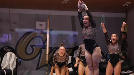 Aine Reade competing on floor at GW Action Shot
