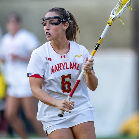 Keeley Block driving with the ball at SECU Stadium