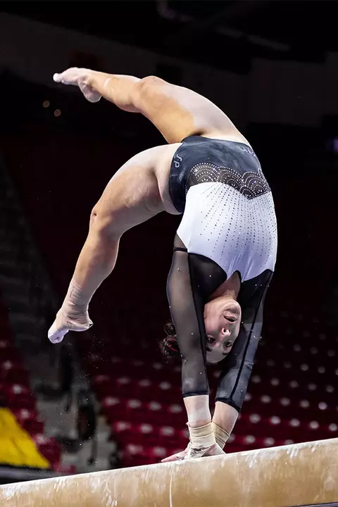 Aine Read performing a beam routine