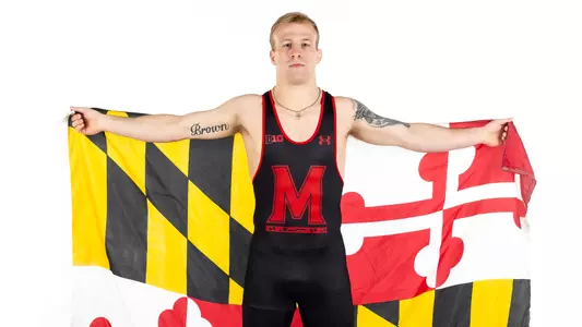Braxton Brown Poses with Flag