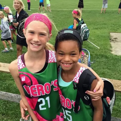 Lauren LaPointe and Kennedy Major as youth girl's lacrosse players