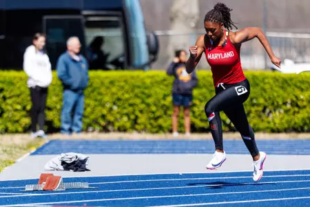 Maya Mosley competes at the Navy Outdoor Invitational