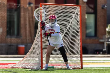 JJ Suriano in cage against Penn State at SECU Stadium