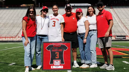 Kristen Shanahan with her family at Maryland's Senior Day ceremonies