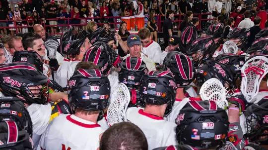 John Tillman addresses his team following the win over Rutgers in the 2026 Big Ten Tournament