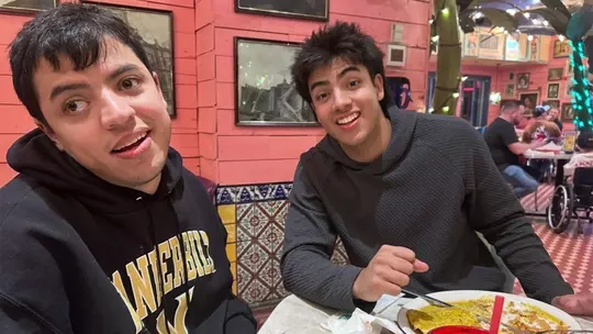 Diego and David Mendez at a restaurant