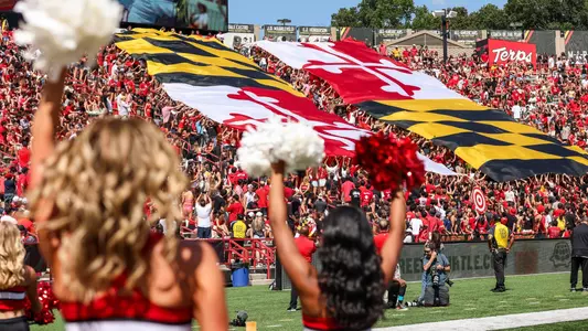 Football crowd and cheerleader picture during game vs. Towson in 2025