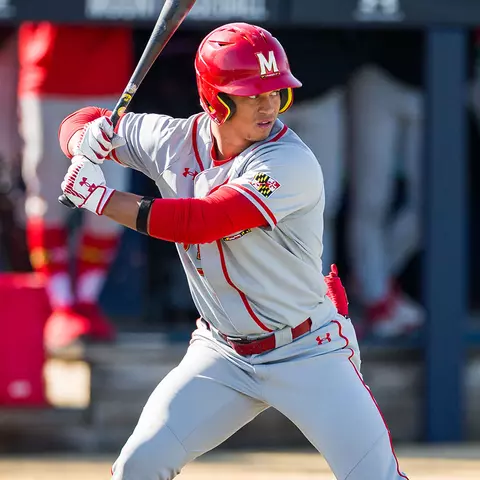 Bud Coombs at the plate for Maryland baseball