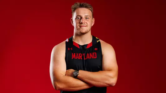 Rhys Allen poses at Maryland Track and Field Content Day