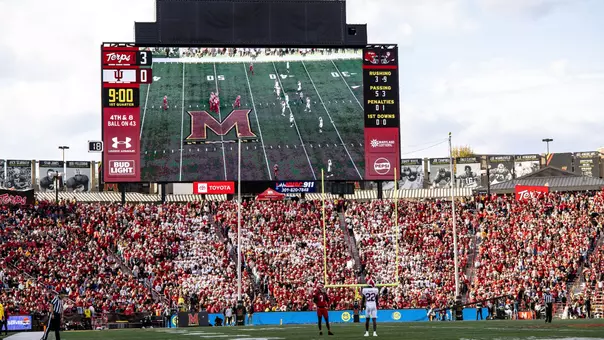 Maryland football fans at SECU Stadium during 2025 game against Indiana