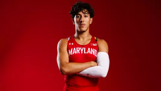 Mehdi Guerrah Poses at Maryland Track and Field content day