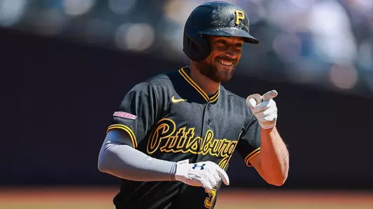Brandon Lowe Photo in Pirates Uniform celebrating a home run