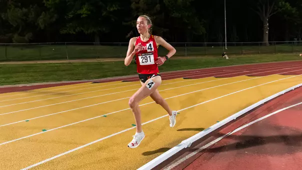 Katie Dutko competes at the Kehoe Twilight Meet