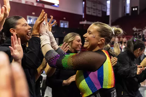 Sarah Saville
Maryland Terrapins Women's Gymnastics vs the Temple Owls, Penn Quakers and the Towson Tigers at McGonigle Hall in Philadelphia, PA on Thursday, Mar. 5, 2026. Rose Fernandes/Maryland Terrapins