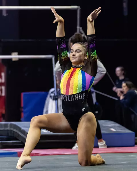 Emily DeFrees
Maryland Terrapins Women's Gymnastics vs the Temple Owls, Penn Quakers and the Towson Tigers at McGonigle Hall in Philadelphia, PA on Thursday, Mar. 5, 2026. Rose Fernandes/Maryland Terrapins