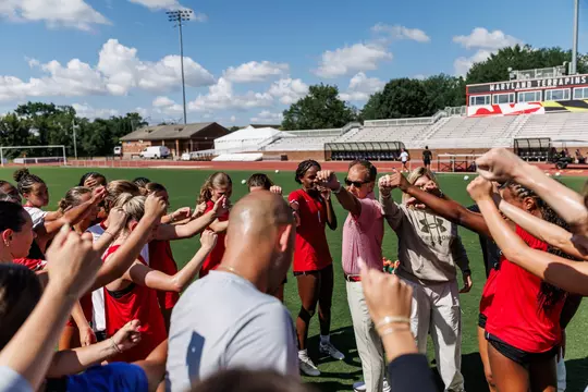 Jim Smith and Diana Sabau
Maryland Athletic Director Jim Smith and Deputy Athletic Director Diana Sabau visit the Maryland Women’s Soccer team at Ludwig Field in College Park, MD on Friday, July 31, 2026.
Mackenzie Miles/Maryland Terrapins