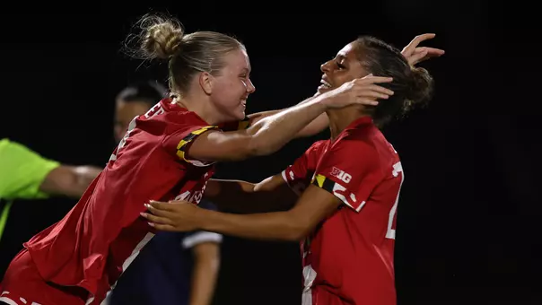 Jolie Farmer celebrates her second goal against FDU