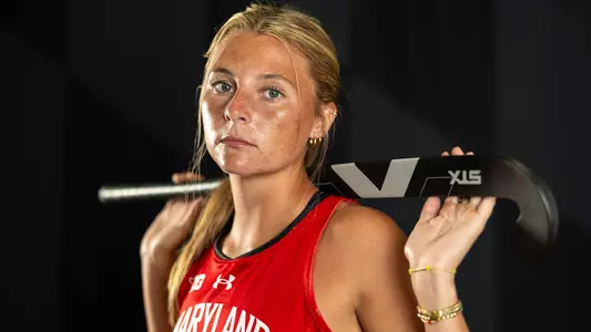 Maci Bradford poses on Maryland field hockey content day