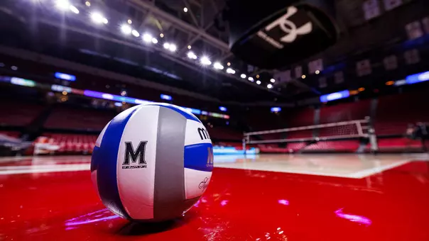 Maryland Volleyball sitting on Main Court of XFINITY Center