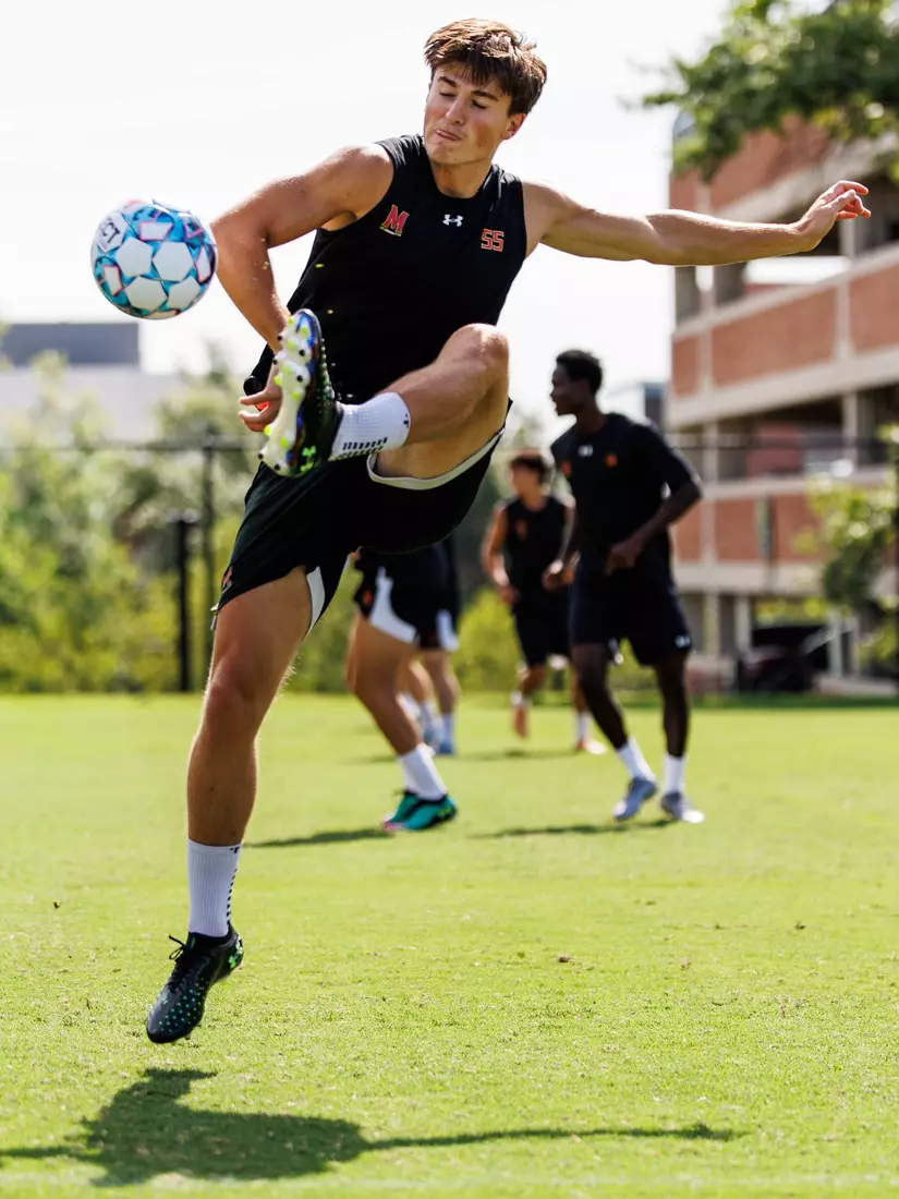 Defender Emil Nymann Anderson (55)
Photos from Men's Soccer practice at Ludwig Field in College Park, MD on Tuesday, Aug. 4, 2026.
Allison Mize/Maryland Terrapins