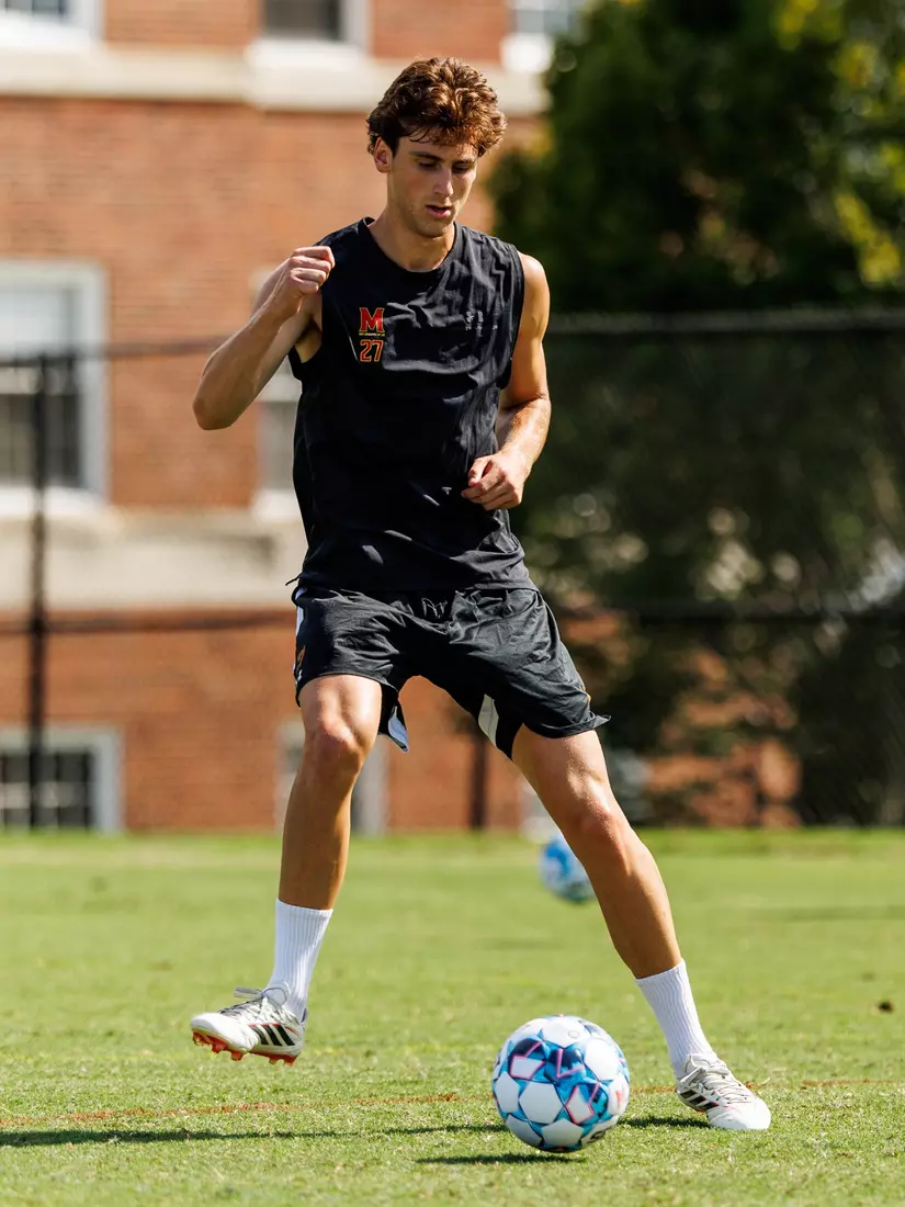 Midfielder Henry Bernstein (27)
Photos from Men's Soccer practice at Ludwig Field in College Park, MD on Tuesday, Aug. 4, 2026.
Allison Mize/Maryland Terrapins