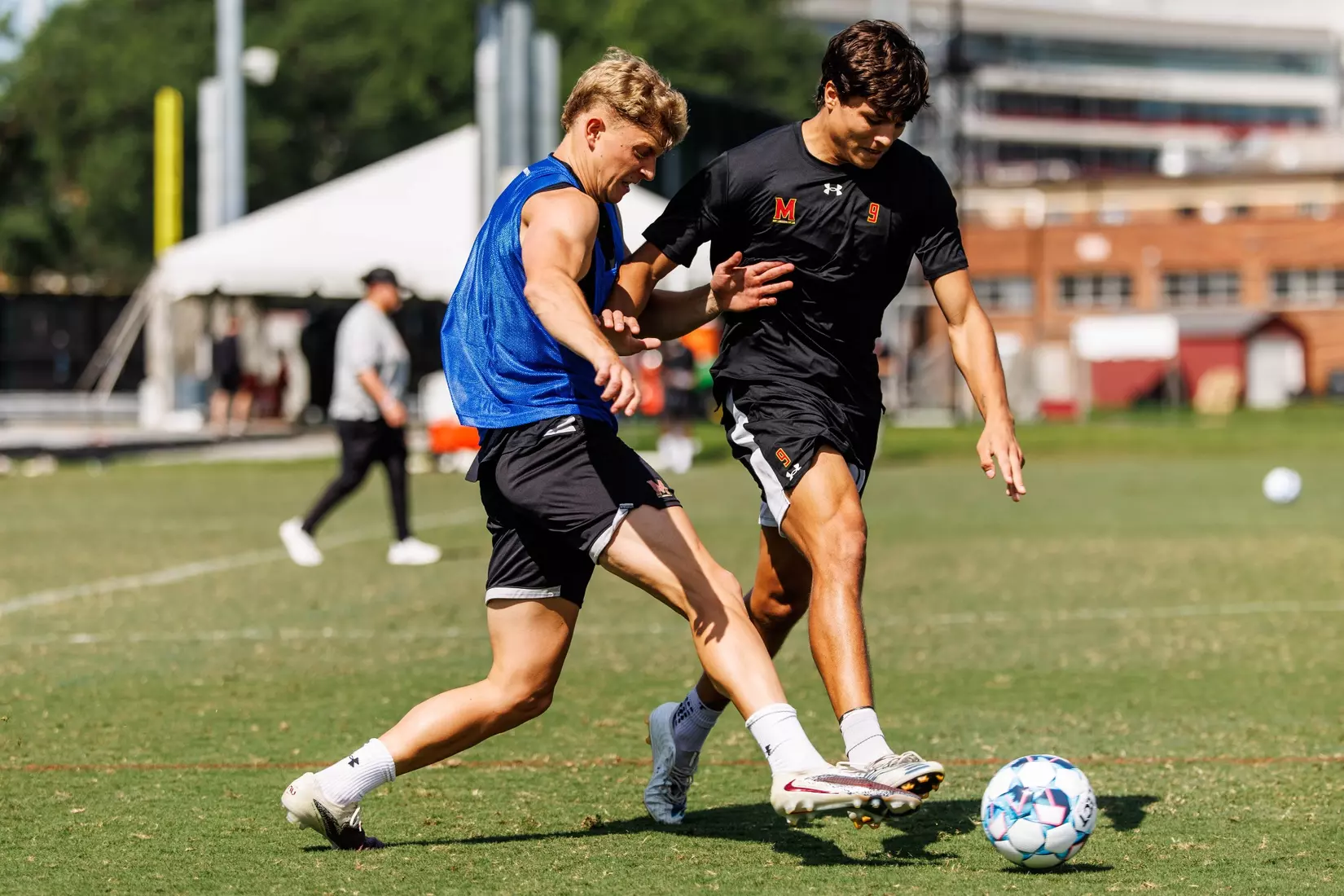 Defender Ljubomir Popovic (5), Forward Rodrigo Neri (9)
Photos from Men's Soccer practice at Ludwig Field in College Park, MD on Tuesday, Aug. 4, 2026.
Allison Mize/Maryland Terrapins