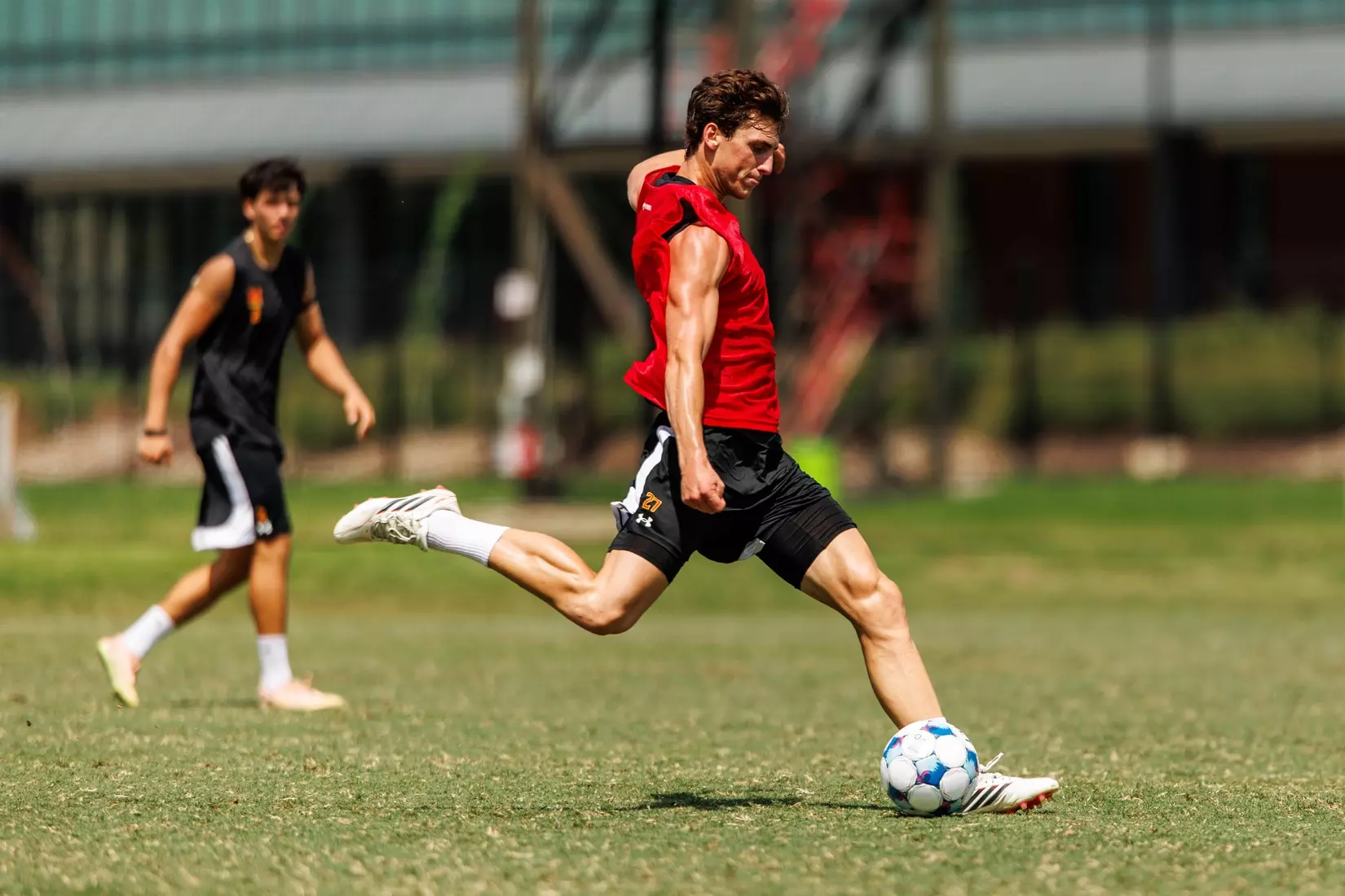 Midfielder Henry Bernstein (27)
Photos from Men's Soccer practice at Ludwig Field in College Park, MD on Tuesday, Aug. 4, 2026.
Allison Mize/Maryland Terrapins
