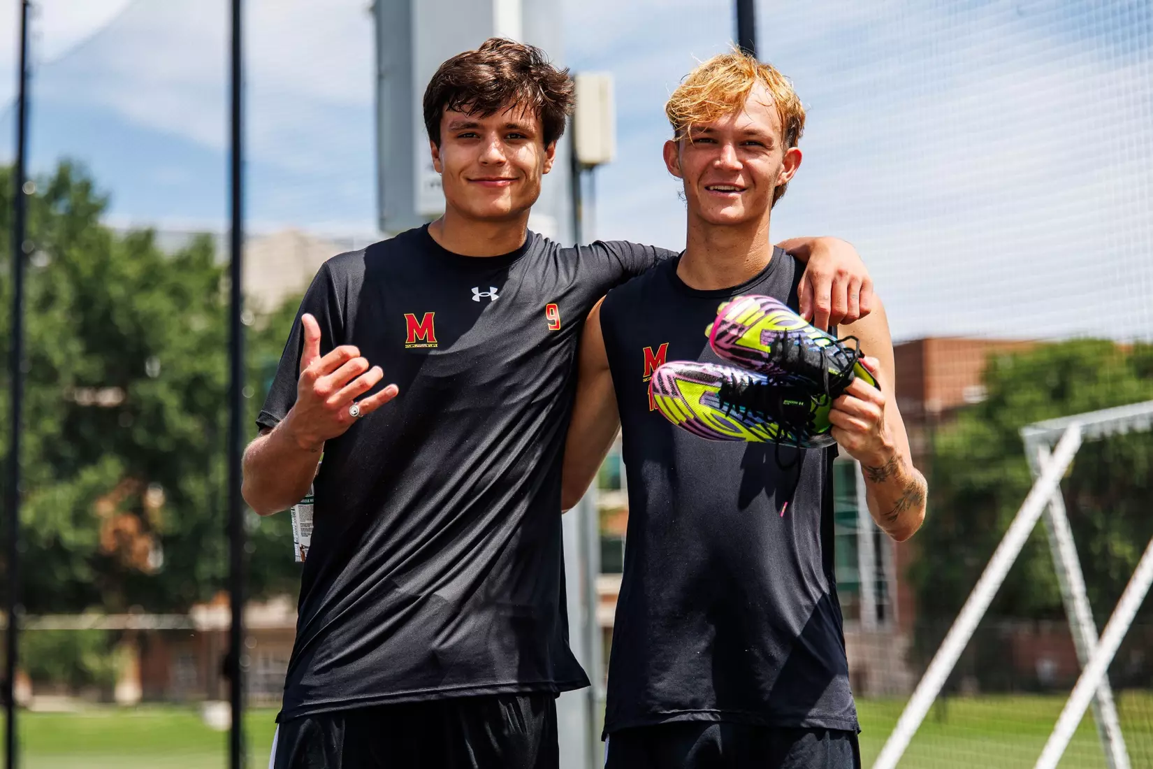 Forward Rodrigo Neri (9), Midfielder Zack Harris (16)
Photos from Men's Soccer practice at Ludwig Field in College Park, MD on Tuesday, Aug. 4, 2026.
Allison Mize/Maryland Terrapins
