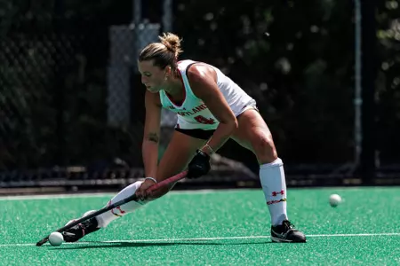 Maci Bradford inserts a ball on a penalty corner versus Saint Joseph's