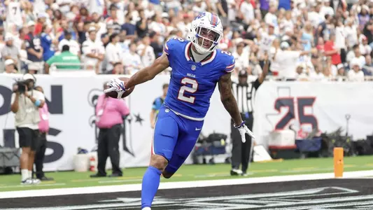 DJ Moore celebrates a touchdown for the Bills