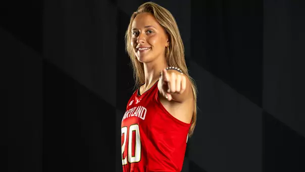 Feliz Kuhne poses at Maryland field hockey media day