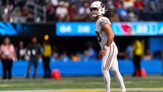 Chad Ryland lines up for a field goal attempt with the Arizona Cardinals