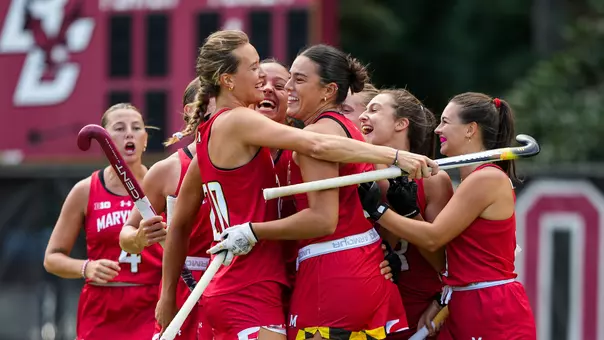 Maryland celebrates a goal against Duke